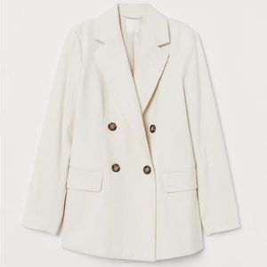 Cream Corduroy Blazer and Skirt Set
